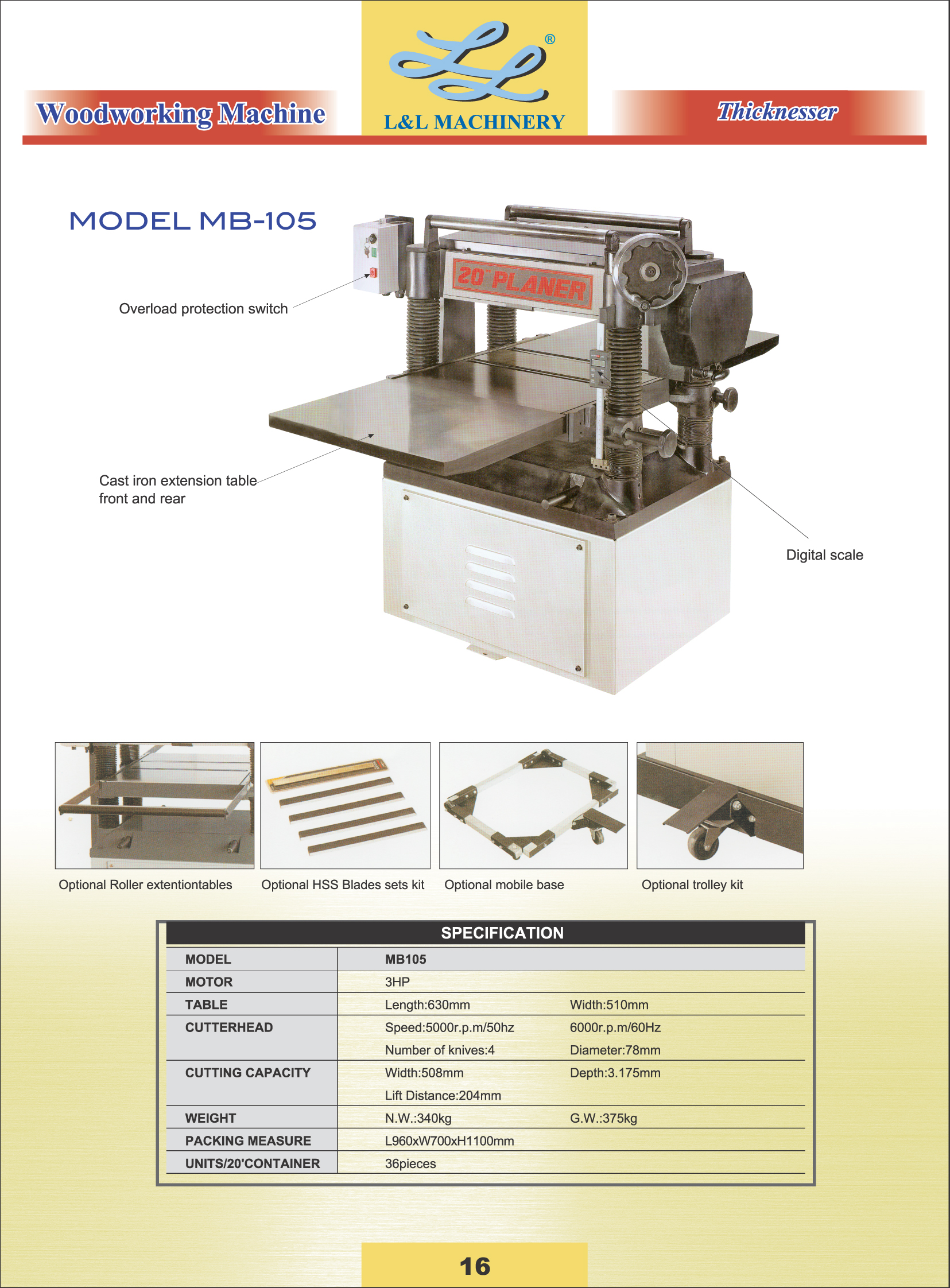 woodworking machine 16